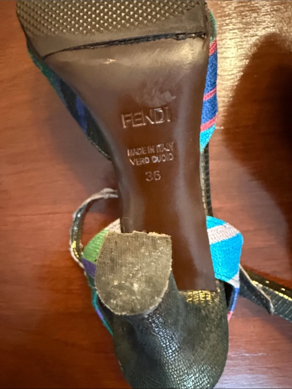 Fendi Multicolor Striped Peep-Toe Sandals 36